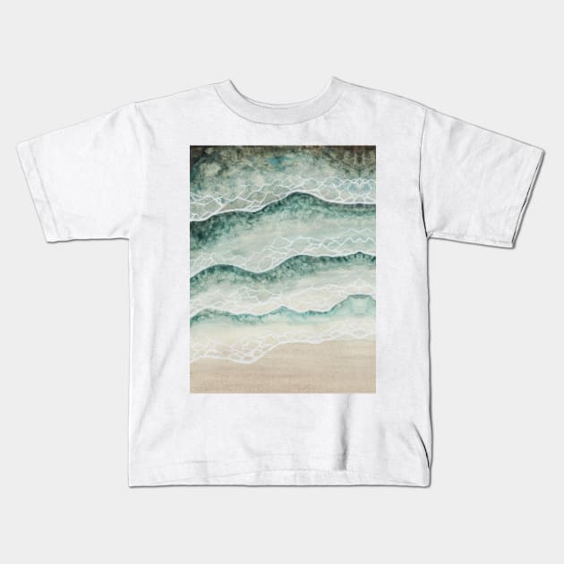 Stormy Sea Waves Kids T-Shirt by Harlotquen